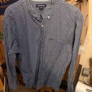 Aeropostale Men's Navy Plaid Button Down Shirt